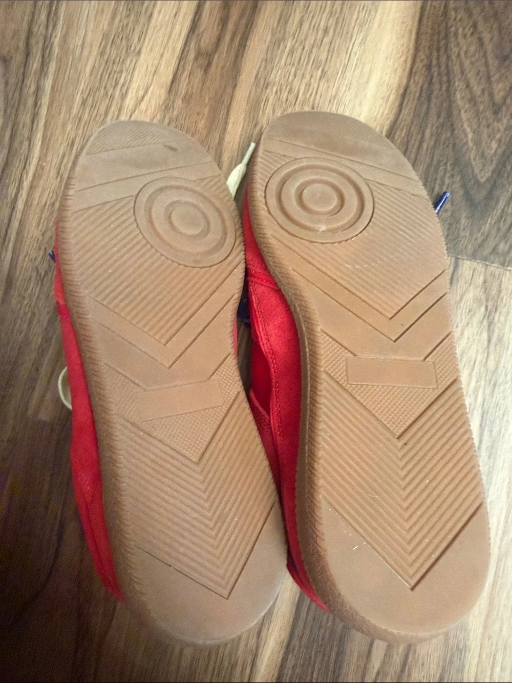Steve Madden Red Sneakers with Blue & Cream Laces